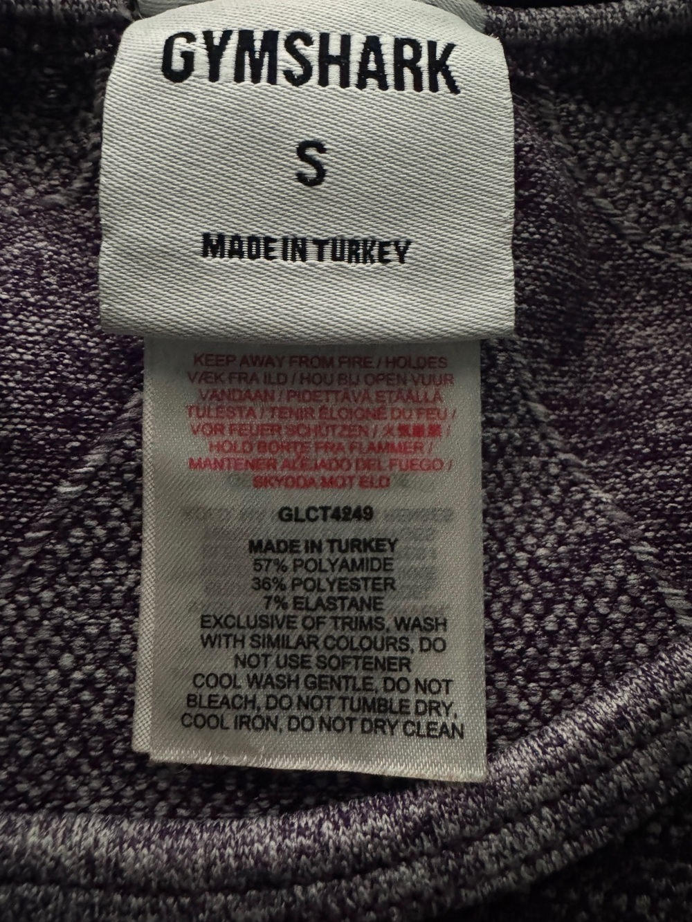Gymshark‎ Flex Sports Vital Seamless 2.0 Long Sleeve Crop Top Purple Marl S - Picture 5 of 5